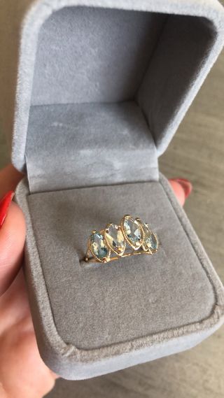 Anillo oro 14k topacios azules