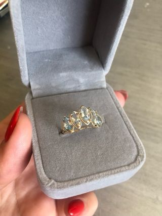 Anillo oro 14k topacios azules