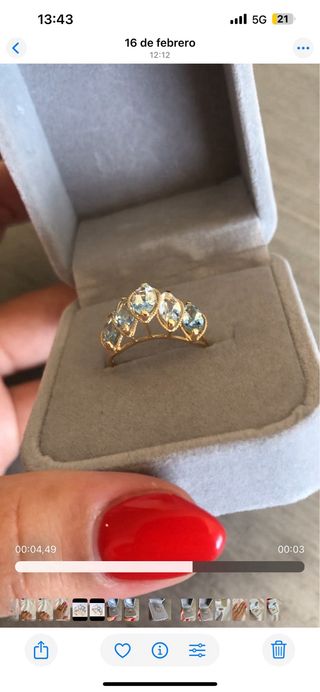 Anillo oro 14k topacios azules