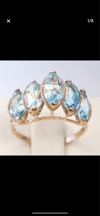 Anillo oro 14k topacios azules