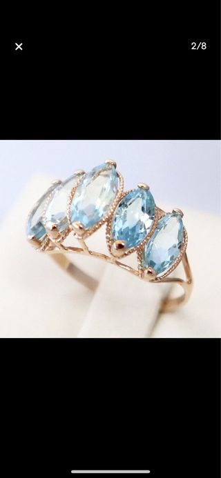 Anillo oro 14k topacios azules