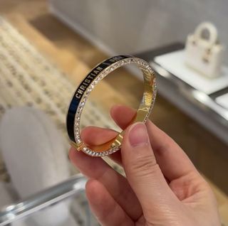 Pulsera Dior Mujer Negro Dorado cristal