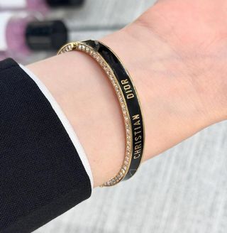Pulsera Dior Mujer Negro Dorado cristal