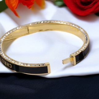 Pulsera Dior Mujer Negro Dorado cristal