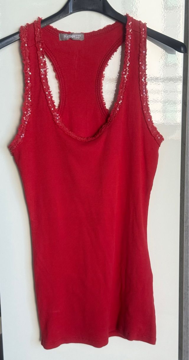 Canotta Freshness rossa paillettes