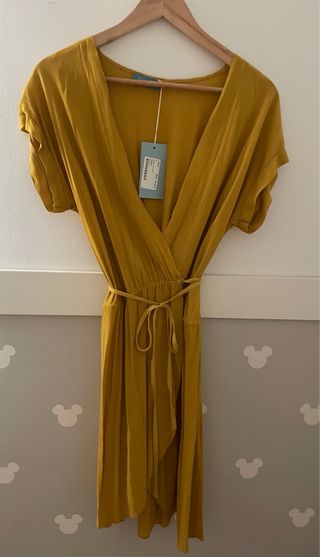 Vestido corto mostaza - Talla S