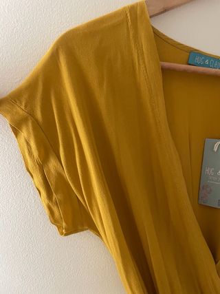 Vestido corto mostaza - Talla S