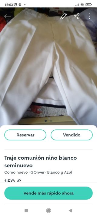 Traje comunión niño GOñver blanco-azul