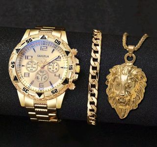 Pack de 3 joyas, reloj pulsera y collar