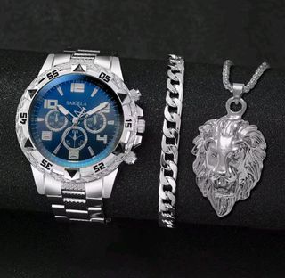 Pack de 3 joyas, reloj pulsera y collar