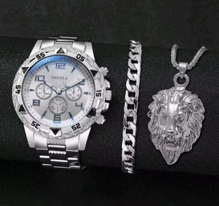 Pack de 3 joyas, reloj pulsera y collar