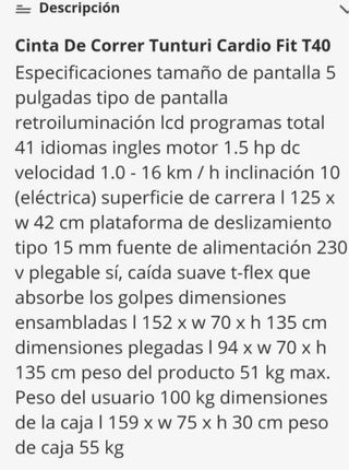 Cinta correr Tunturi - Plegable