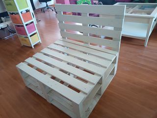 Sillón pallet blanco terraza