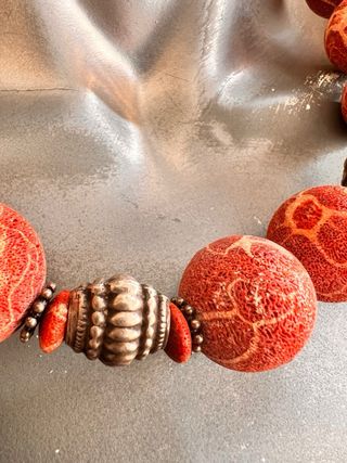 Collana corallo rosso argento