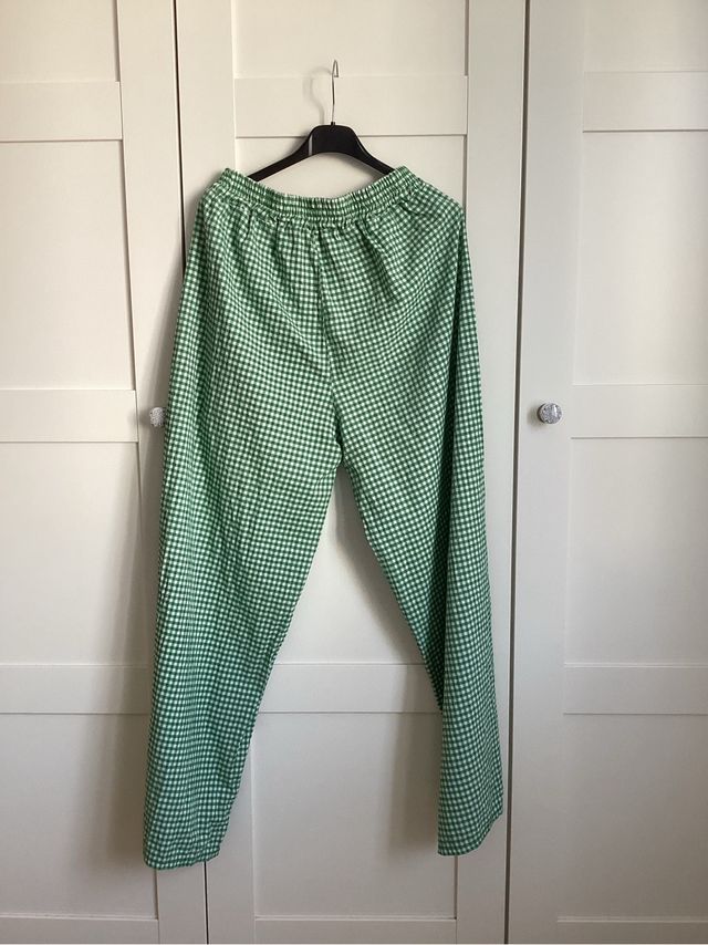 Pantalones de vichy color verdes y blanco