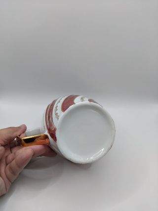 Lechera porcelana vintage roja y blanca