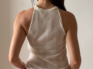 Top Zara encaje blanco talla S