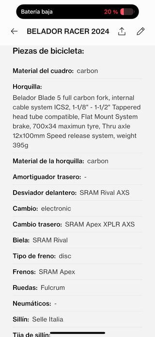 Bicicleta carretera Berria belador racer 2024 7.1