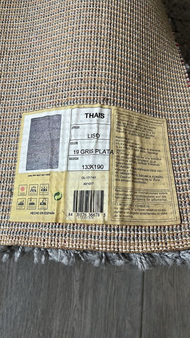 Alfombra gris THAIS 133x190cm