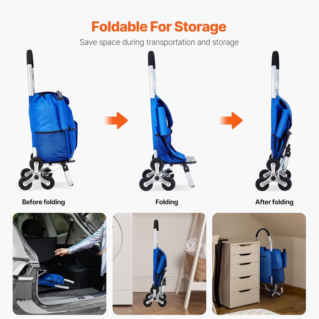 Carrello Saliscale, Carrello Spesa Pieghevole 36L,