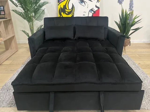 Sofá cama terciopelo negro