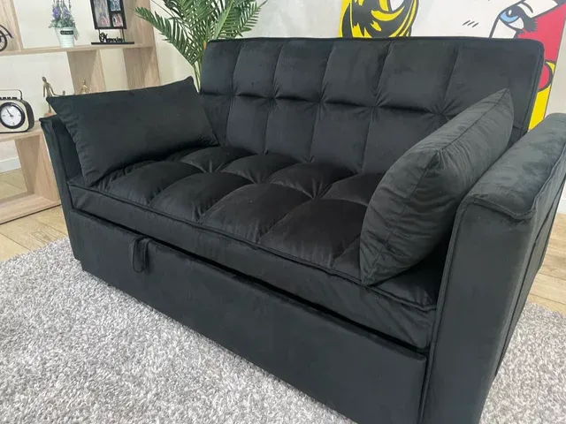 Sofá cama terciopelo negro