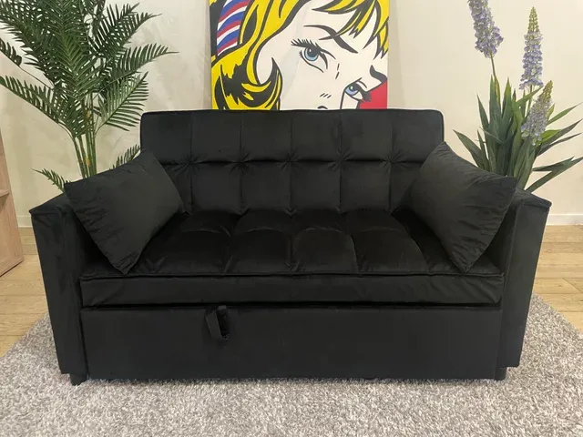 Sofá cama terciopelo negro