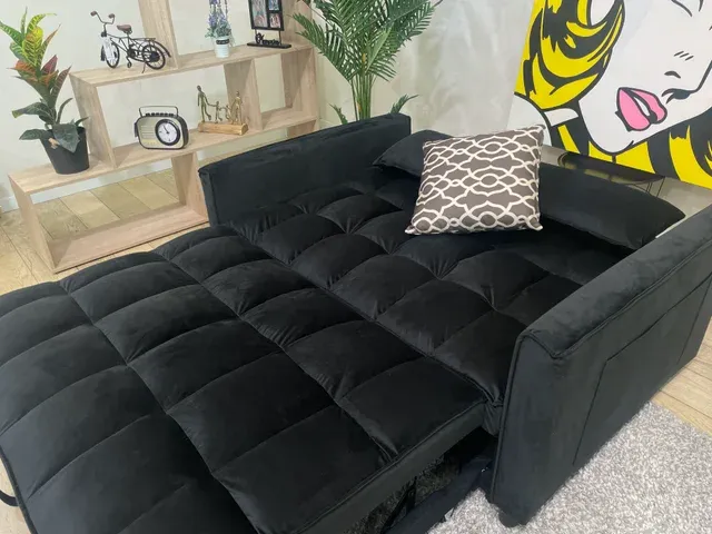 Sofá cama terciopelo negro