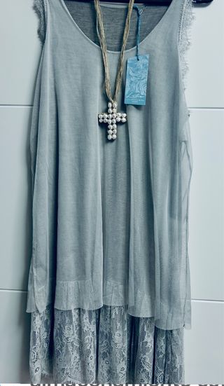 Vestido lencero gris - tul y encaje S/M