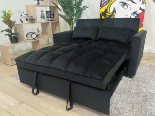 Sofá cama terciopelo negro