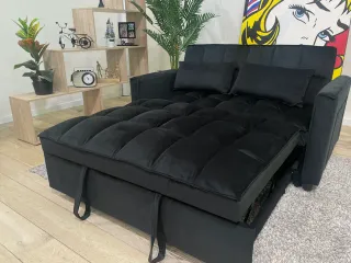 Sofá cama terciopelo negro