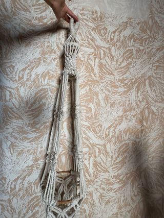 Colgador macramé blanco beig para plantas de 120cm