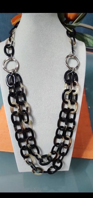Collana vintage anni '90 beige e nera