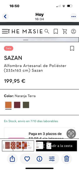 Alfombra  artesanal. The Masie - Naranja y Gris