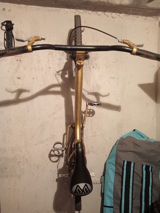 Bicicleta Monty BMX dorada.