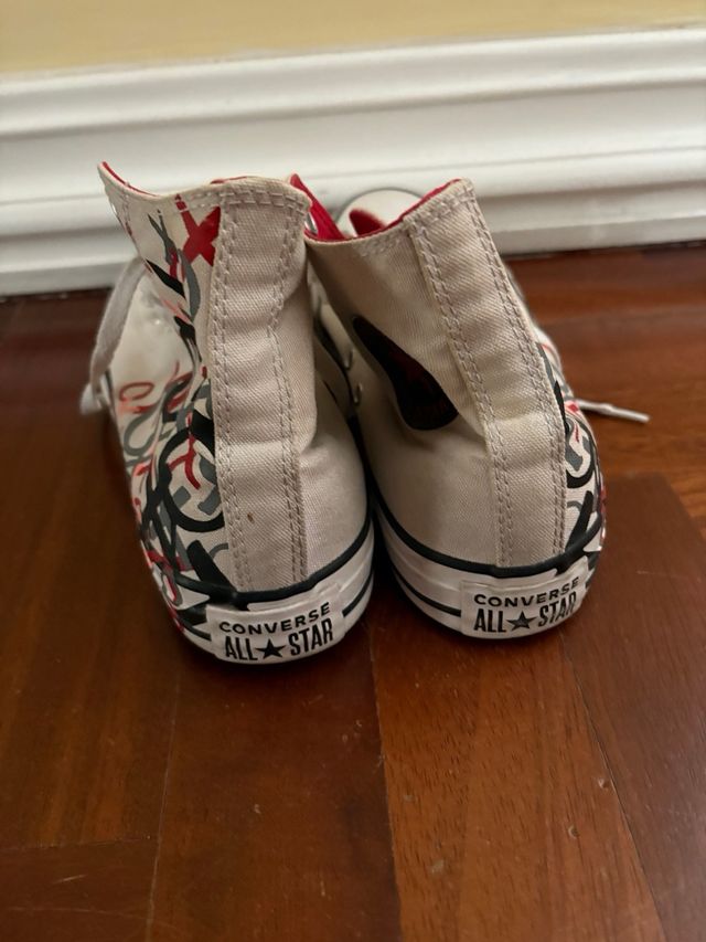 Converse All Star alte bianche e rosse