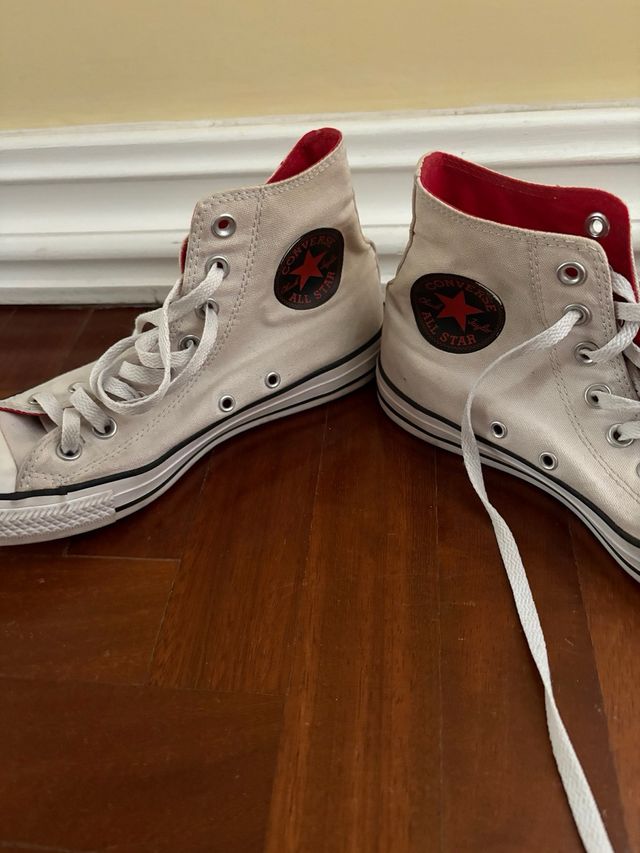 Converse All Star alte bianche e rosse