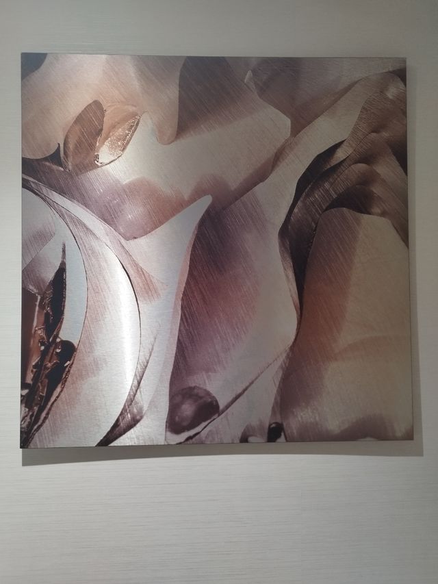 Cuadro metálico 80x80 malva, plata, rosa, marron