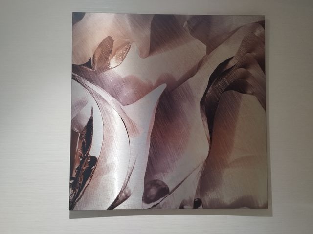 Cuadro metálico 80x80 malva, plata, rosa, marron