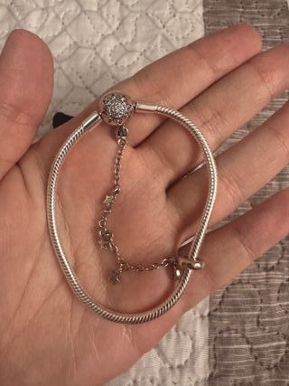 Pulsera plateada con Charm compatible plata de ley
