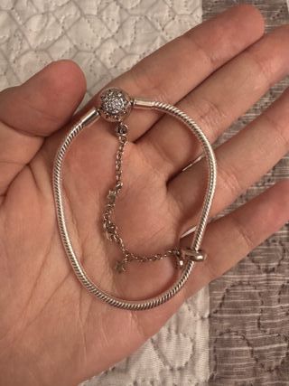 Pulsera plateada con Charm compatible plata de ley