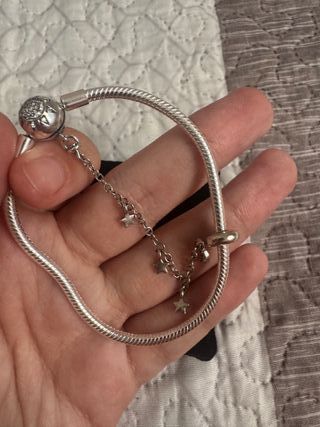 Pulsera plateada con Charm compatible plata de ley