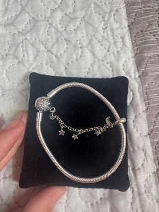 Pulsera plateada con Charm compatible plata de ley