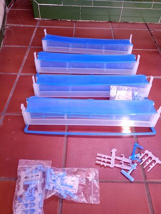 4 Comederos pájaros grandes azul-blanco