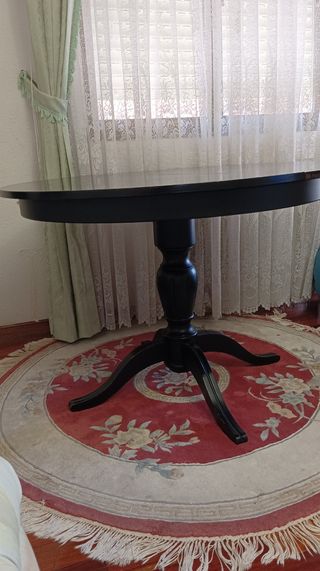 Mesa redonda negra extensible 