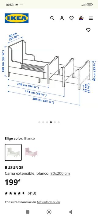 Cama extensible BUSUNGE de IKEA, "blanco".
