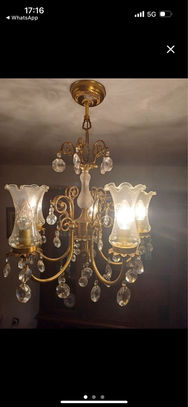 Lampara bronce 5 luces