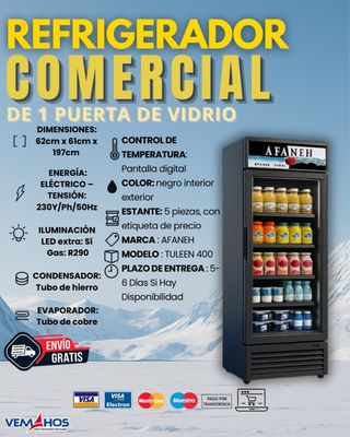 NEVERA COMERCIAL AFANEH - 1 PUERTA DE VIDRIO