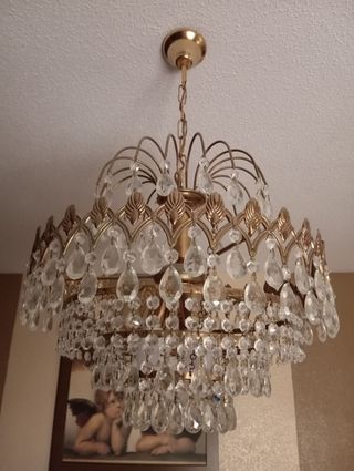 Lampara techo cristal dorado