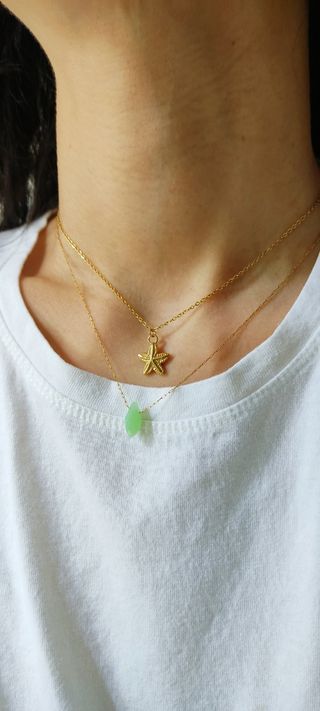 Collares dorados con estrella y cristal